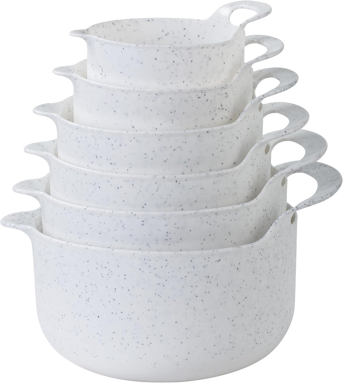 COOK WITH COLOR Nesting Plastic Mixing Bowl Set with Pour Spouts and Handles, Gray, Non-Slip
