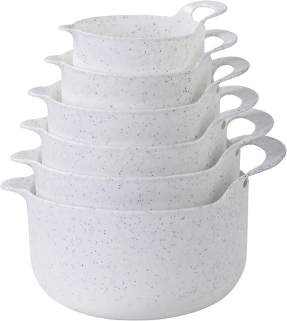 COOK WITH COLOR Nesting Plastic Mixing Bowl Set with Pour Spouts and Handles, Gray, Non-Slip
