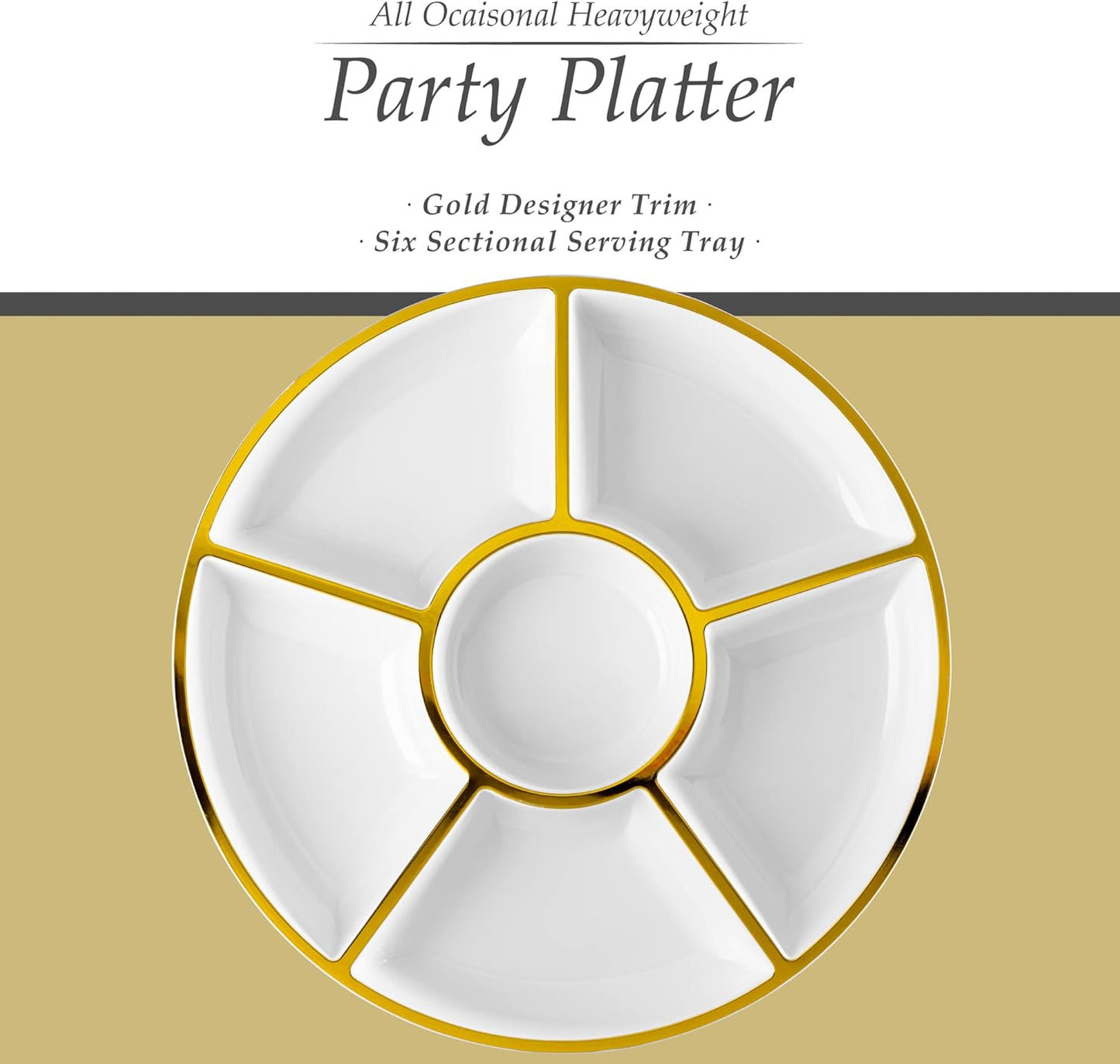 Plasticpro 6 Sectional Round Plastic Serving Tray/Platter (4, Clear)
