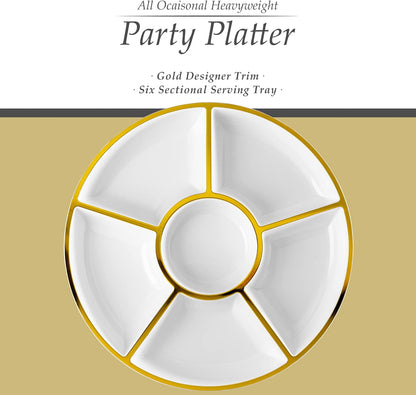 Plasticpro 6 Sectional Round Plastic Serving Tray/Platter (4, Clear)