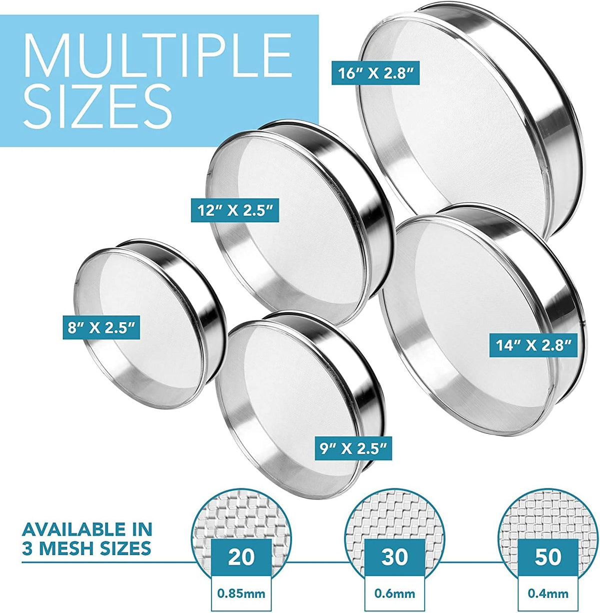 Vollum Stainless Steel Flour Sifter Fine Mesh Baking Sieve