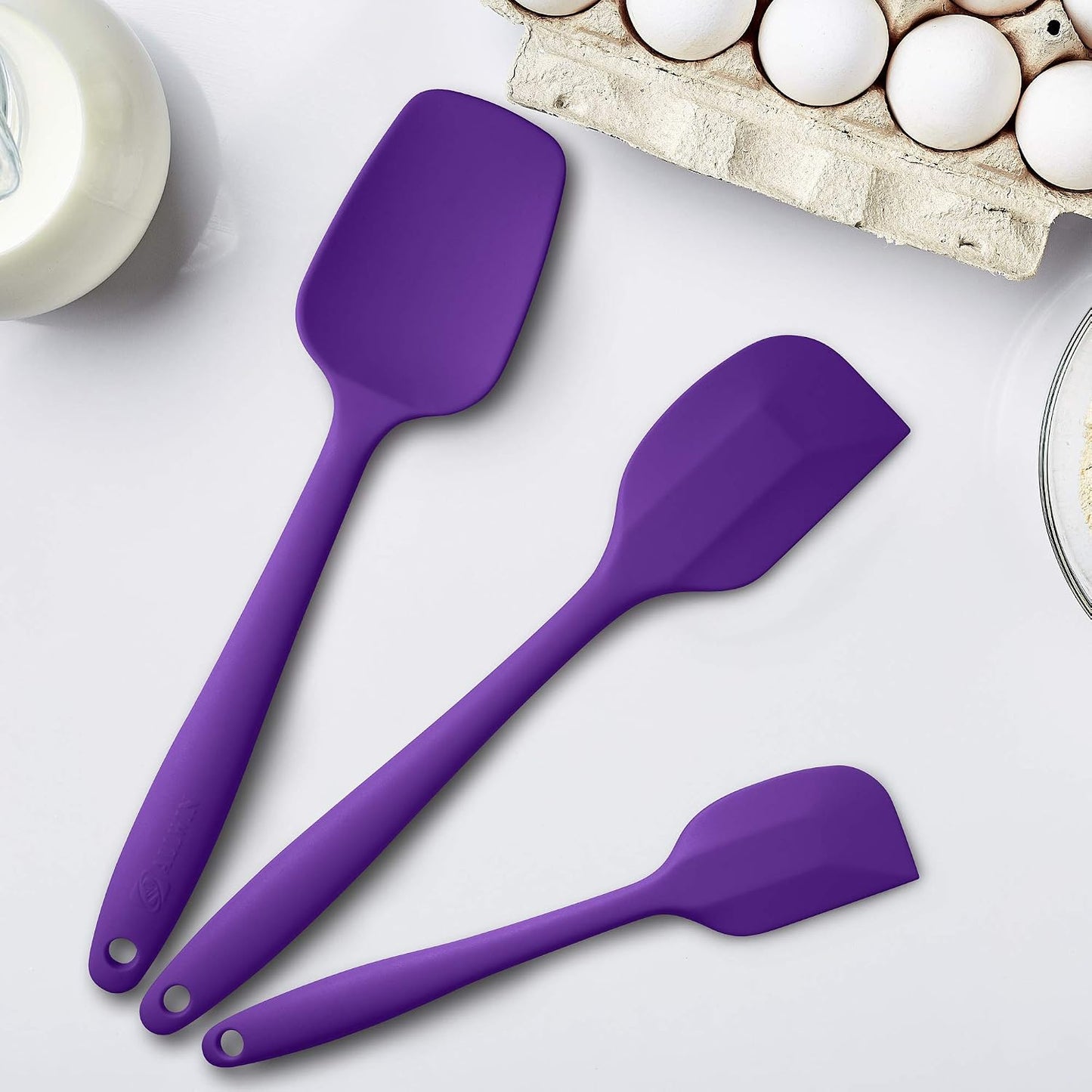 Silicone Spatula 3-piece Set, Ergonomic Handle High Heat-Resistant Spatulas, Non-stick Rubber Spatulas with Stainless Steel Core, Black