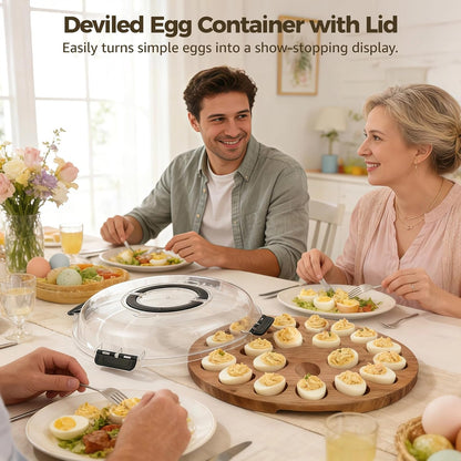 Homaisson Deviled Egg Container with Lid, 3-layer Egg Carrier Trays with 36 Slots, Clear Stackable Storage Container with Handle for Refrigerator, Pantry, Travel, 12.2x4.8x6.7