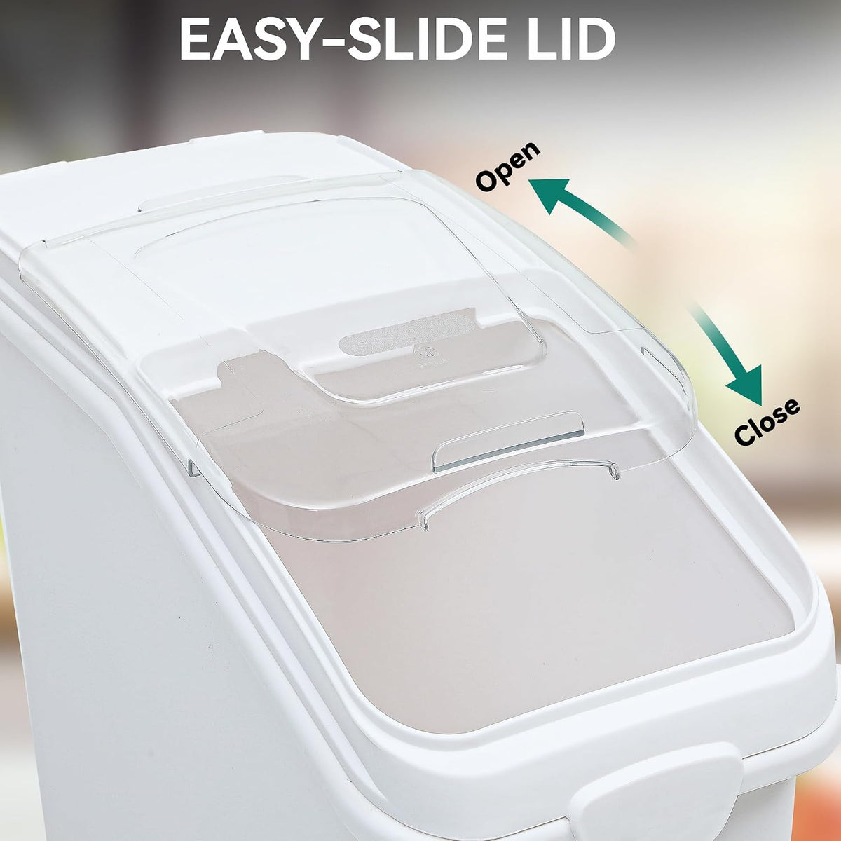 YITAHOME 50L/90lb Large Ingredient Flour Storage Bin, Commercial 11.4-Gallon Rice Storage Container 280 Cups Bulk Flour storage Bins with Wheels,Scoop,Lid and scale, Rice Bin for Kitchen, White