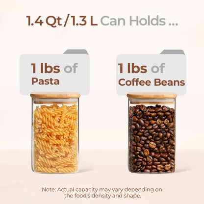 ComSaf 2Pcs Large Glass Storage Containers with Lids 4Qt, 1 Gallon Wide Mouth Flour Sugar Storage Containers, Large Capacity and Sealed for Rice, Cereal, Oat, Easy Clean and Scoop, Pantry Organization