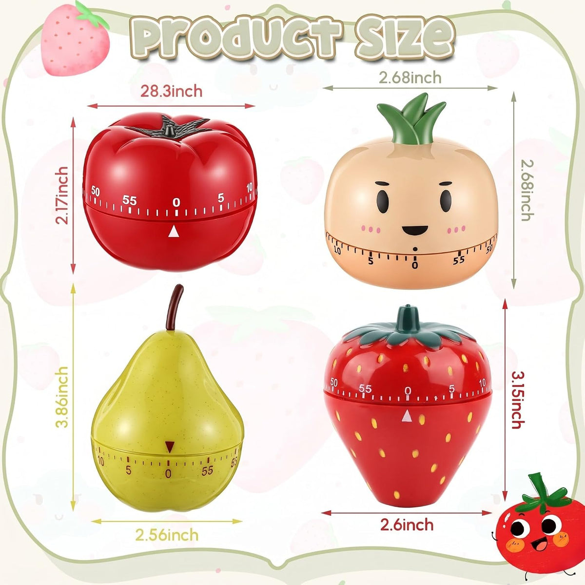 Amylove 4 Pcs Cute Mechanical Kitchen Timer Forest Animals 60 Minutes