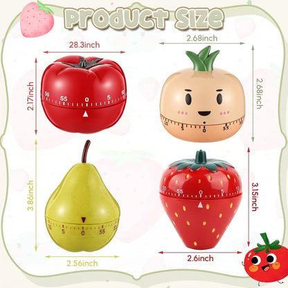 Amylove 4 Pcs Cute Mechanical Kitchen Timer Forest Animals 60 Minutes