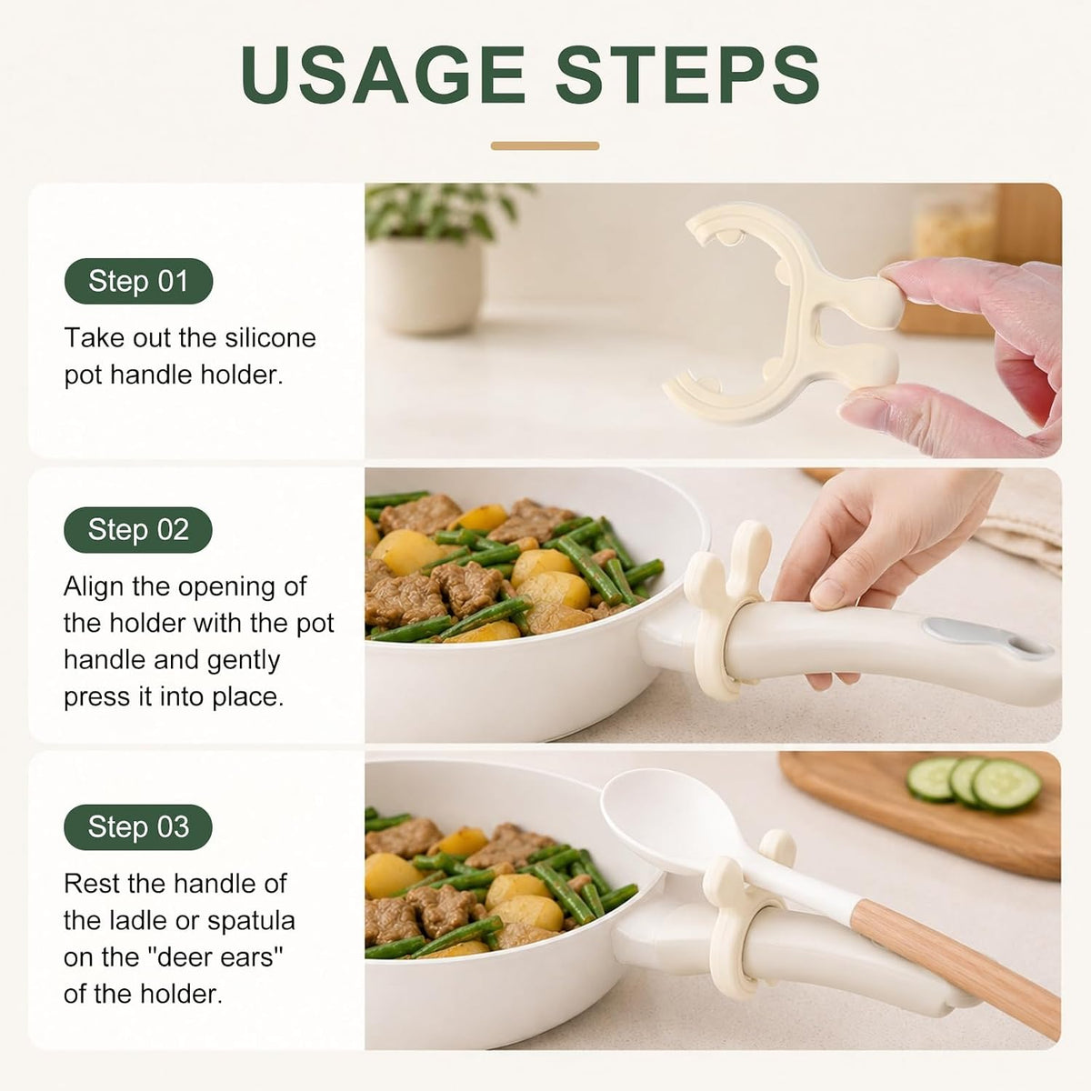 M METERXITY 6Pcs Silicone Pot Handle Spatula Rack with 4 Cover, 5Colors Set