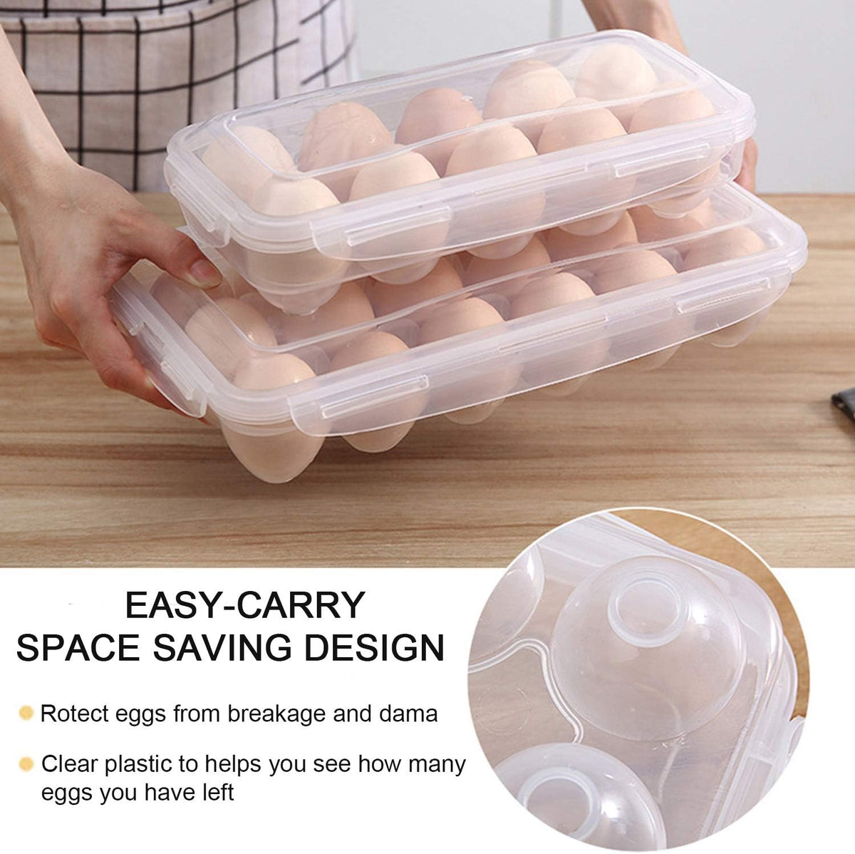 LonlyEagle XBY-US 2 Pack Covered Egg Holders,Egg Holder For Refrigerator,egg Storage Container,Plastic Refrigerator Egg Trays,Deviled Egg Tray Carrier with Lid Fits 18X2 Eggs(36 Eggs)