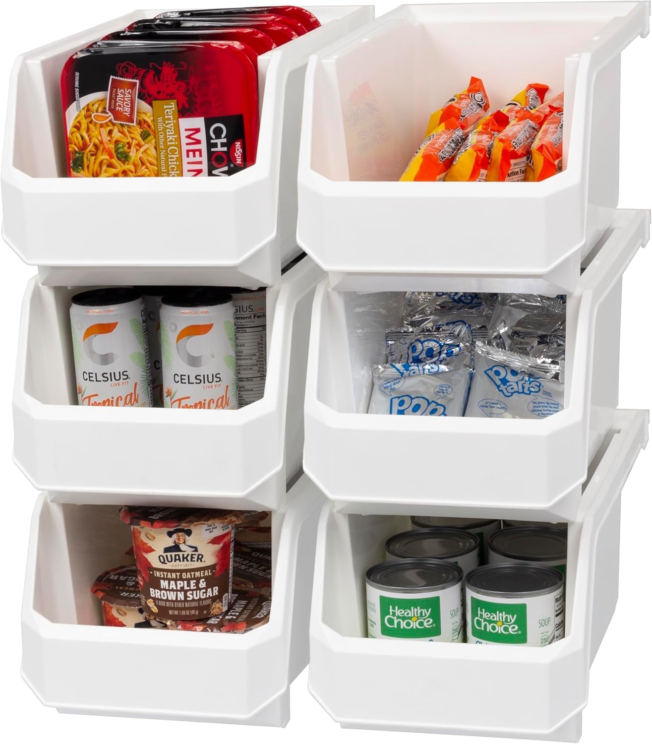 ReadySpace Medium Plastic Storage Bins, Stackable Organizer Containers for Closet Pantry Shelf Garage and Office Organization, Clear, 8 Pack