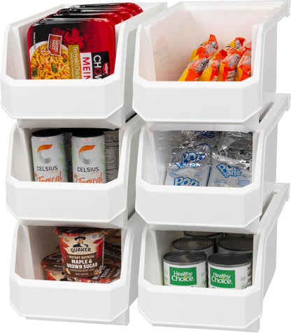 ReadySpace Medium Plastic Storage Bins, Stackable Organizer Containers for Closet Pantry Shelf Garage and Office Organization, Clear, 8 Pack
