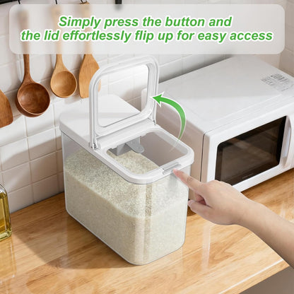 TBMAXS Versatile Storage Container Bin with Pop-up Lid & Scoop, Rice Flour Container Dog Cat Food Storage Container, Laundry Room Organization Household Essentials Kitchen Pantry Organizers
