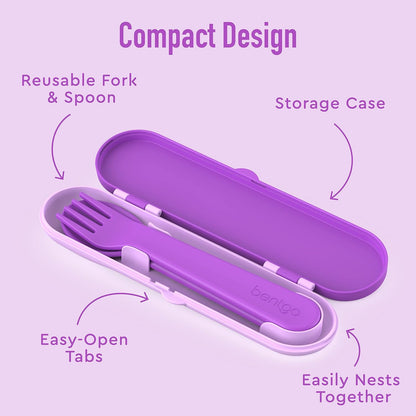 Bentgo Kids Utensil Set - Reusable Plastic Fork, Spoon & Storage Case - BPA-Free Materials, Easy-Grip Handles, Dishwasher Safe - Ideal for School Lunch, Travel, & Outdoors (Shark)