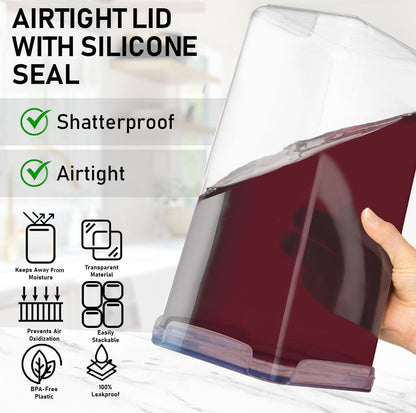 Flour Storage Container 2 PC [8.5L / 287 Oz] Extra Large Food Storage Containers with Lids - Airtight, Leak Proof, BPA-Free Plastic Flour Sugar Storage Containers - Bulk Storage for Kitchen & Pantry