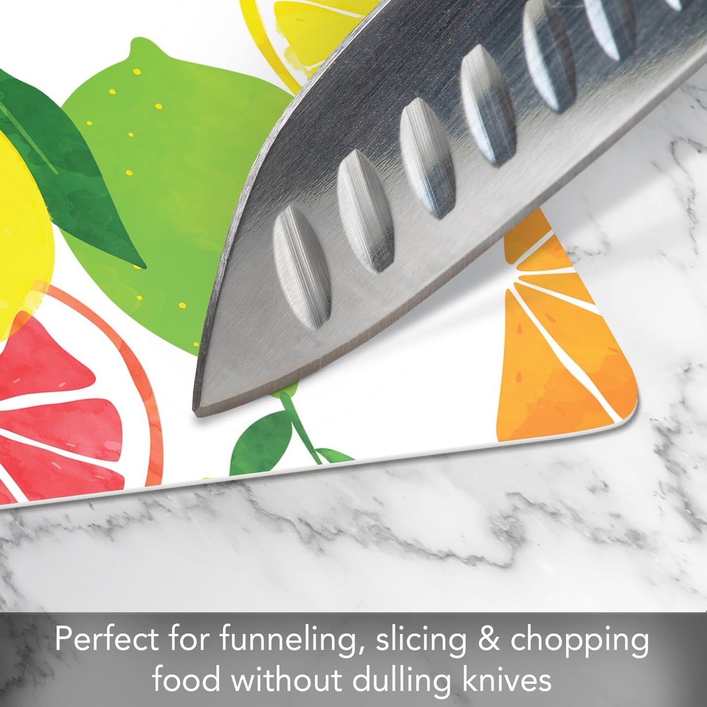 Cut N' Funnel Eat Fresh Designer Flexible Cutting Board Mat 15" x 11.5" Made in the USA Decorative Flexible Easy to Clean
