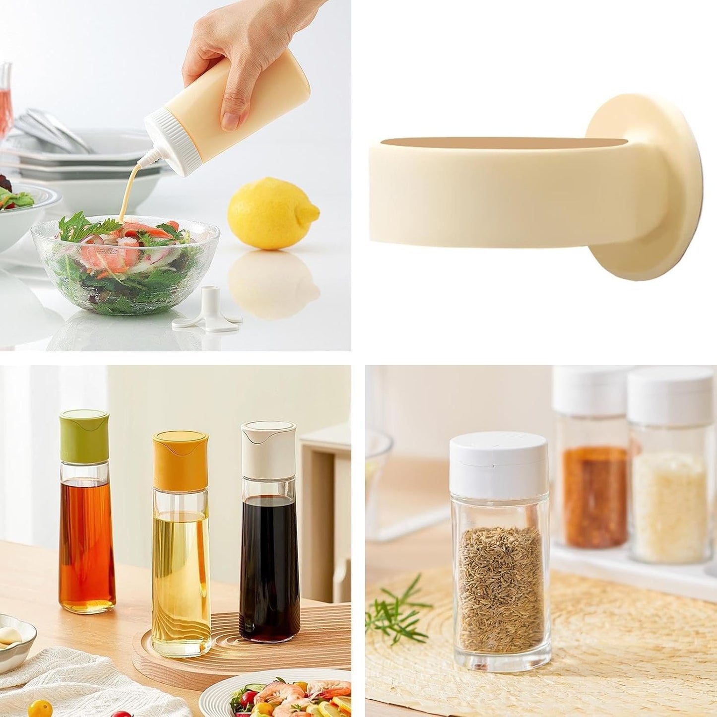 Sauce Bottle Holder, Condiment Storage Bracket, Liquids, Vinegar, Oil, Salad Dressing, and BBQ Bottles, Kitchen Organizer for Home Cooking, Easy Access, Space-Saving, Practical Wall Hanger
