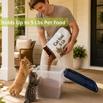 2 Lbs Small Cat Dog Food Storage Container for Bird Seed, Pet Food, 2 Pack | 2QT Versatile Dry Food Bin Portable Dispenser with Wide-Mouth Pour Spout for Rice, Flour, Cereal, Storage and Organization
