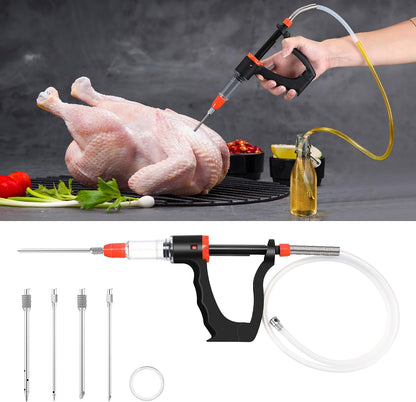 Marinade Injector Syringe with 3 Flow Settings & 4 Needles