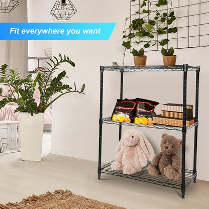 Whitmor 2-Wire Shelving Unit, Metal Storage Shelves, Stacking Shelf with Basket, Easy Assembly Home Organizer for Pantry, Kitchen, Garage, Plant