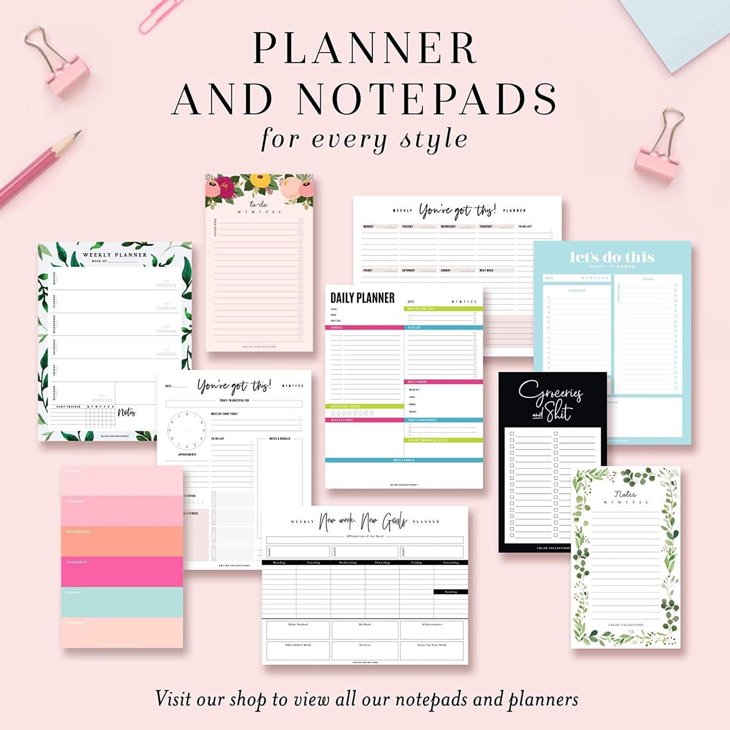 Bliss Collections Magnetic Meal Planner Notepad, 50 Sheets - Funny Weekly To Do List and Organizer for Groceries, Meal Prep, Notes and Tasks to Keep You Organized - Easy Tear-Off Sheets Writing Pad