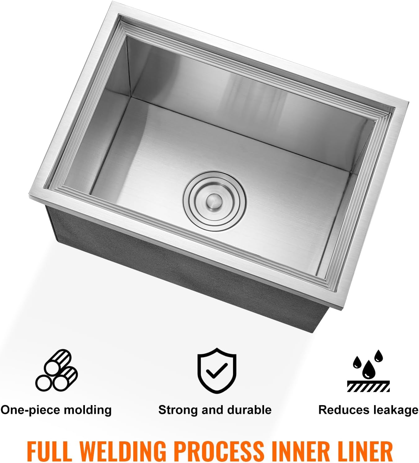 Happybuy Drop in Ice Chest 18L x 12W x 14.5H Inch Stainless Steel Ice Cooler with Sliding Cover Drop in Ice Bin Included Drain-Pipe and Drain Plug for Cold Wine Beer