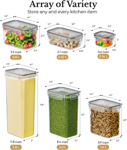 Chef's Path Airtight Food Storage Containers with Lids, 24 pcs (Teal Color) Plastic Kitchen and Pantry Organization for Dry Food, Flour and Sugar, BPA Free