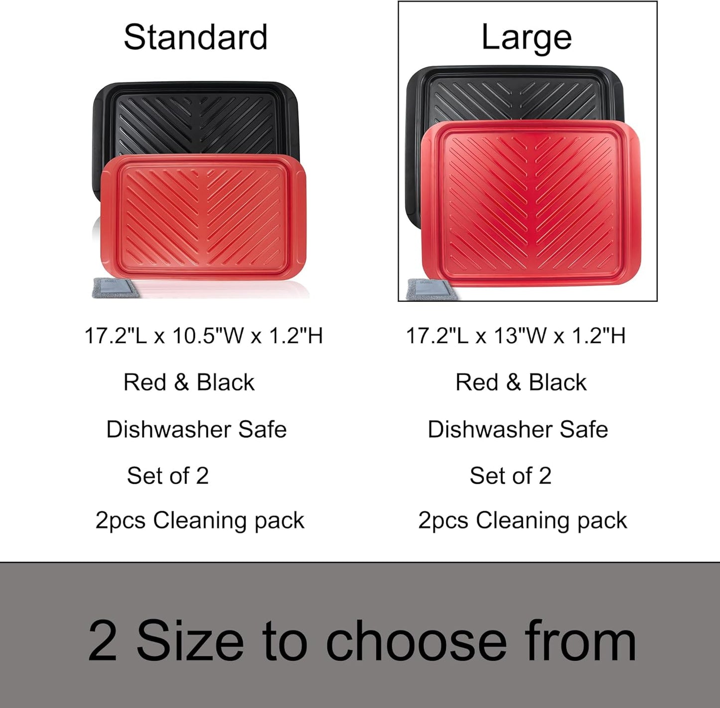 Czlizdyt Grilling Prep and Serve Trays, BBQ Platter for Raw and Cooked Food, Melamine Serving Trays for Food, Set of 2, Black and Red, Napkin and Cleaning Clothes Included