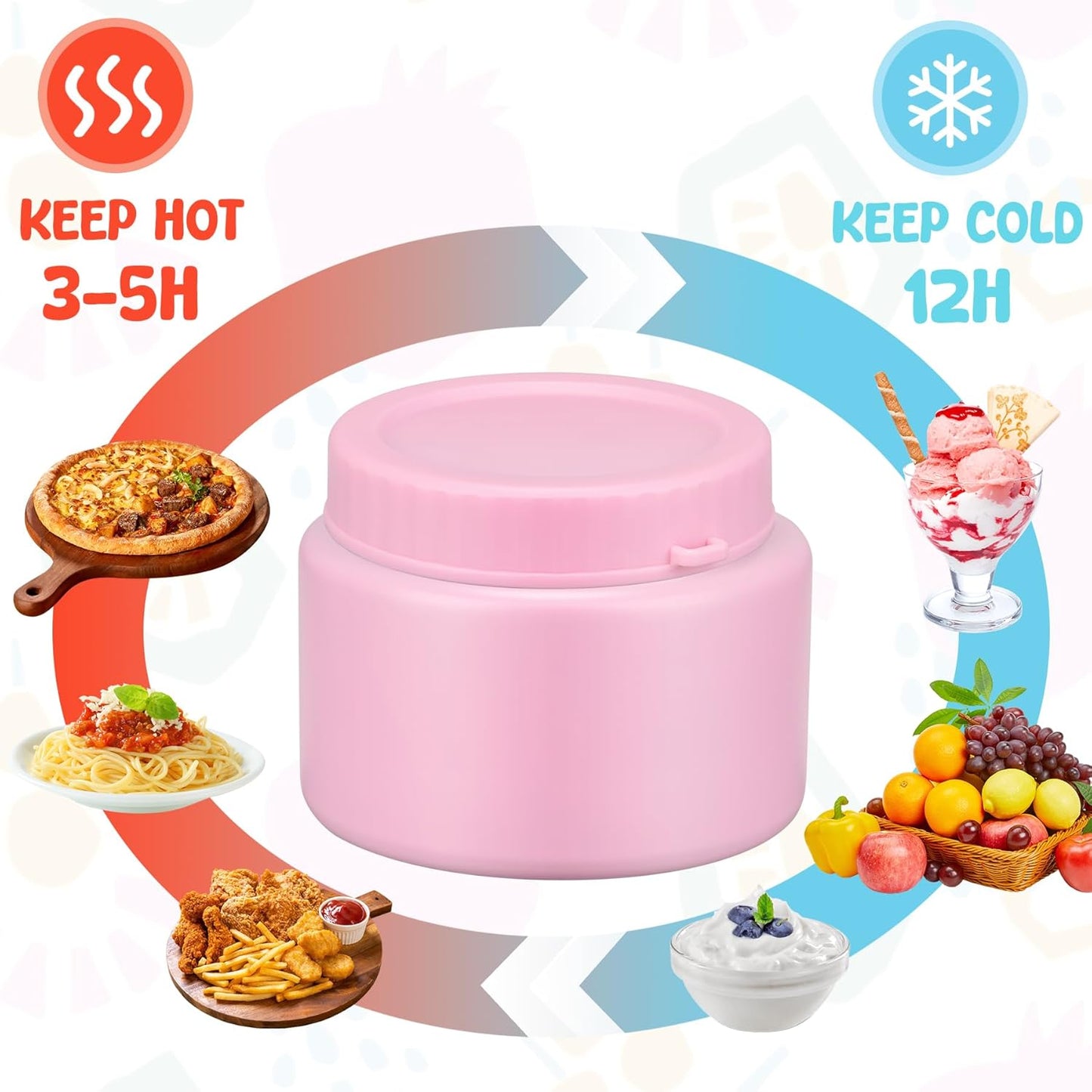 Lunch Box Kids, Leak Proof 5 Compartment Bento Box for Kids, 13oz Thermo for Hot Food Kids Lunch Box,Hot Lunch Box for School Travel