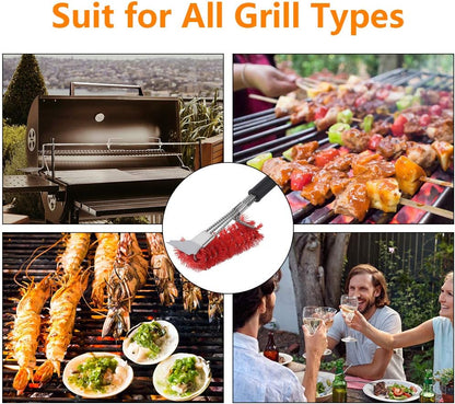 XSUPER Nylon Grill Brush, 3 in 1 Grill Brush & Scraper, Best Nylon Brushes, 18" Barbecue Cleaning Brush for a Cool Grill, Scraper for Grill Cooking Grates,Universal Fit BBQ Grill Accessories