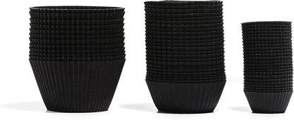 The Silicone Kitchen Reusable Silicone Bento Baking Cup, Non-Toxic, BPA Free, Dishwasher Safe Bento Box Accessories Lunch Box Dividers, Square and Rectangle, 24 Pack, Matte Black