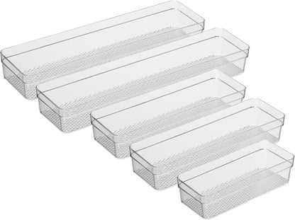 Oggi Clear Drawer Organizer - 3" X 12.5" - Ideal for Organizing Kitchen Drawers, Office, Desk, Silverware, Kitchen Utensils, Cosmetics and Bathrooms