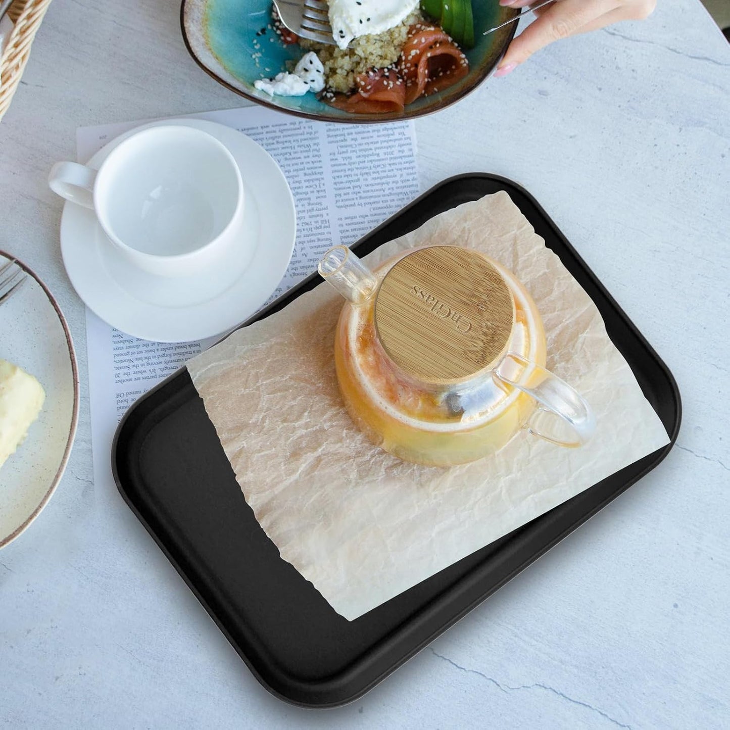 4 Pack Multicolo Plastic Serving Trays for Party Serving Food - Rectangular, 8.66 by 12 in, Heavy Duty Dessert Trays for Food Erving Platters for Party Tray Decor Veggie,Snack