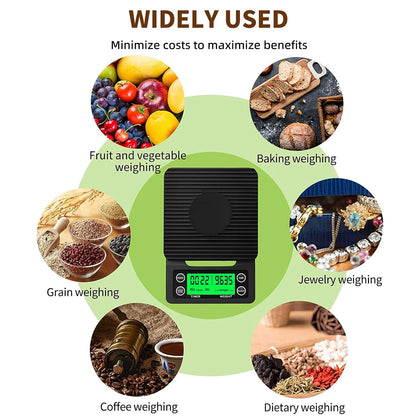 Coffee Scale with Timer - 0.1g Accurate, 3kg Drip Espresso Scale for Pour Over Coffee, Portable Digital Kitchen Food Scale with, LCD Displa, Non-Slip Mat (Including Batteries) - Black