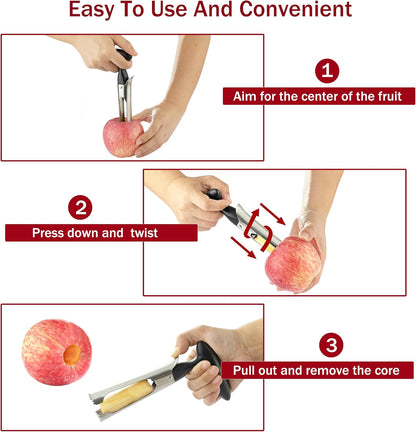 Apple Corer Remover Tool, Ergonomics Handle with Sharp Serrated Blade
