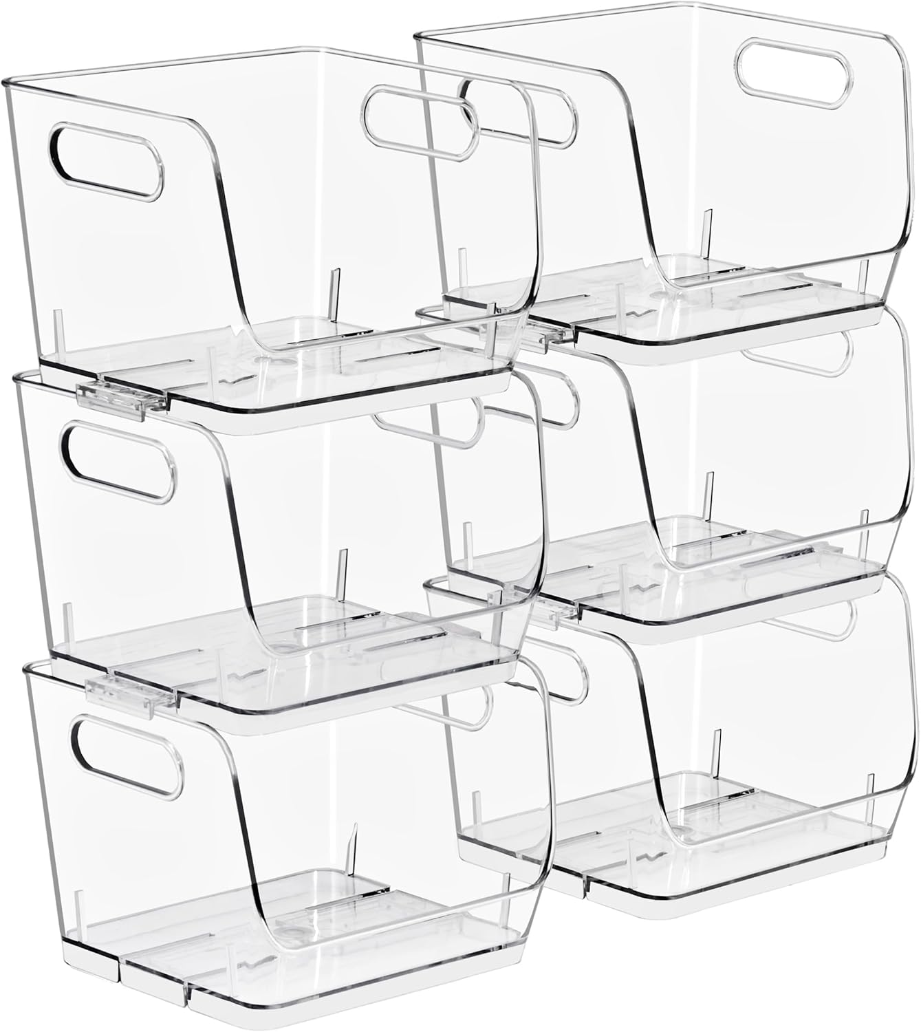 Sorbus Stackable Storage Bins Open Front - Clear Stackable Storage Bins - Pantry Bins for Storage and Organization - Acrylic Stackable Bins for Kitchen - Clear Pantry Organizer Bins (Medium 2 Pack)