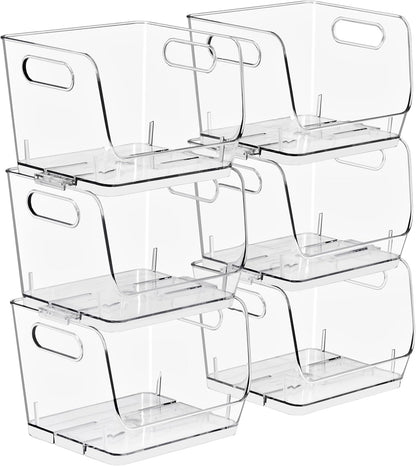Sorbus Stackable Storage Bins Open Front - Clear Stackable Storage Bins - Pantry Bins for Storage and Organization - Acrylic Stackable Bins for Kitchen - Clear Pantry Organizer Bins (Medium 2 Pack)