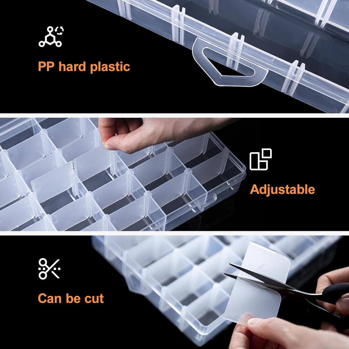 Gospire 15 Large Grids Clear Plastic Jewelry Box Organizer Storage Container with Removable Dividers (15 Grids - Clear)