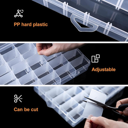 Gospire 15 Large Grids Clear Plastic Jewelry Box Organizer Storage Container with Removable Dividers (15 Grids - Clear)