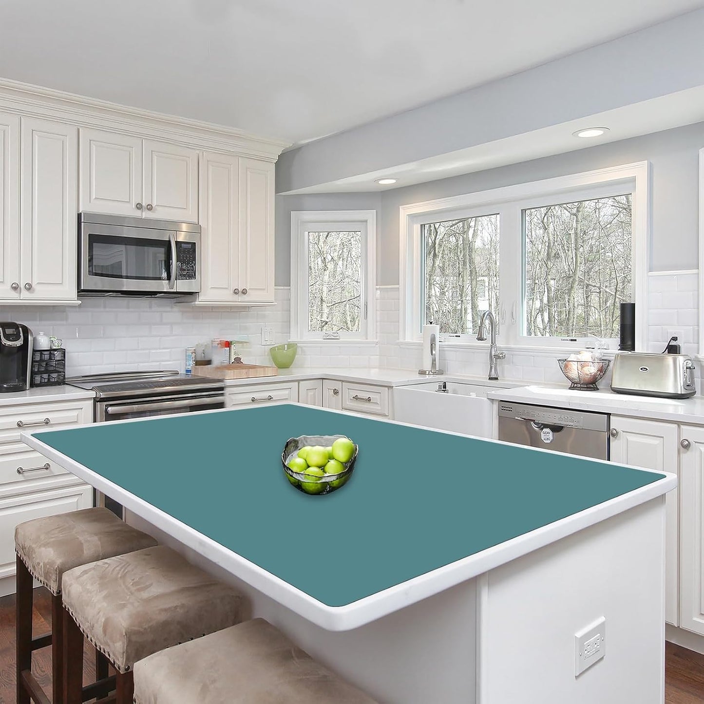 Silicone Mats for Kitchen Counter, 47.3"x23.6"x0.08" Largest Heat Resistant Mat Kitchen Island Waterproof 2MM Thick Countertop Protector Mat Nons-slip Extra Large Counter Mat (Black)