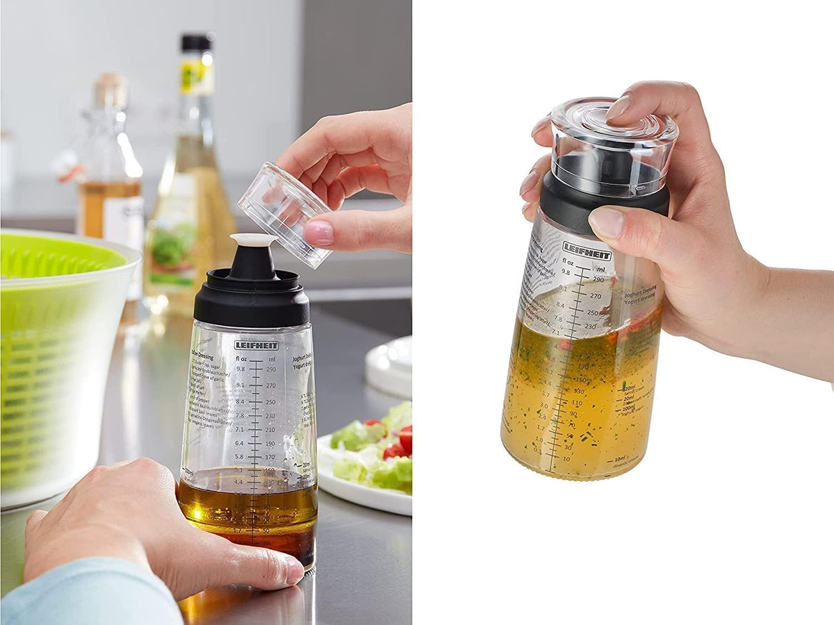 Glass Salad Dressing Bottle 10oz/300ml fill volume, Black