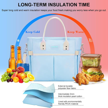 MAXTOP Lunch Bag Women for Work Insulated Thermal Lunch Box for Men with Wide-Open Pocket Reusable Leakproof Cooler Bags with Removable Shoulder Strap for Teacher Nurse Office Picnic Travel Black