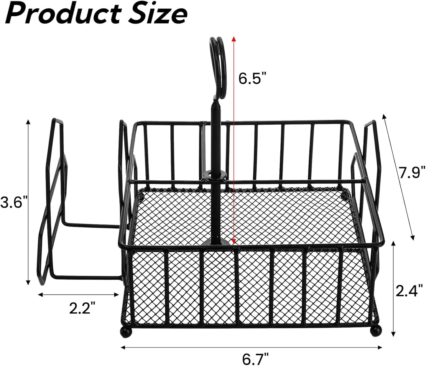 ZOOFOX Metal Napkin Holder with Salt and Pepper Shakers, 2-in-1 Condiment Holder for Table, 4 Compartment Restaurant Wrought Iron Condiment Rack for Party, Camping, Picnic