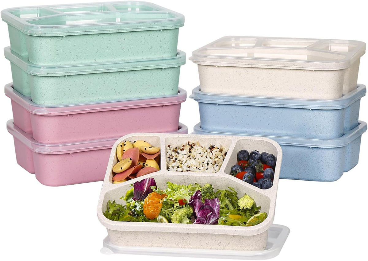 32 oz Meal Prep Containers,10Pcs Reusable Food Storage Containers with Lids | Wheat Straw Bento Lunch Box Container, Leakproof To Go Food Containers Stackable BPA Free, Microwave Freezer Dishwasher Safe
