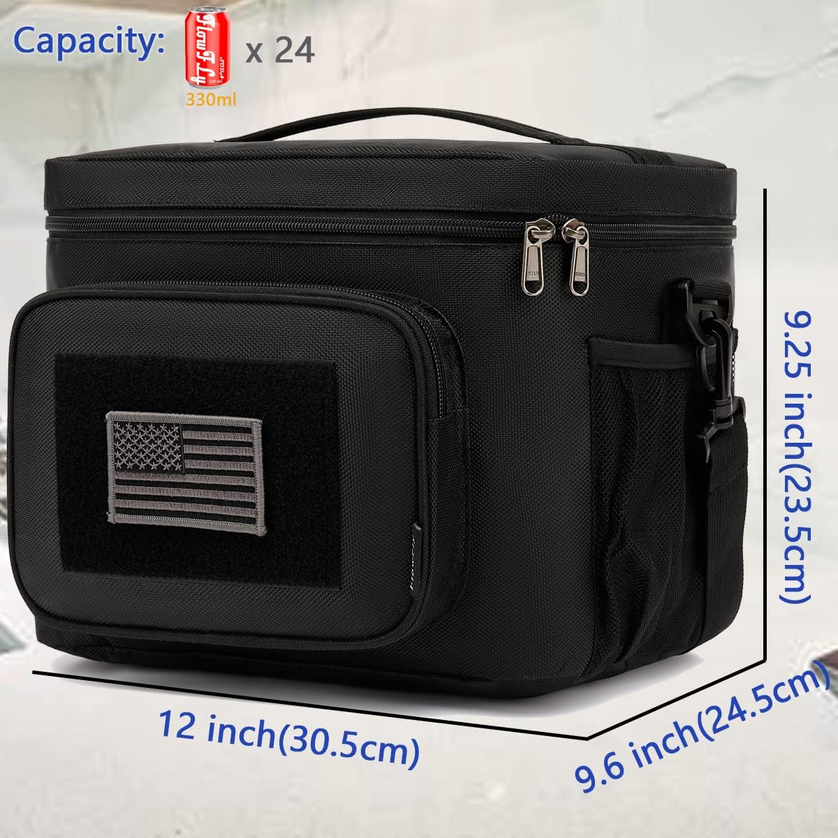 FlowFly Lunch Bag, Insulated Cooler, Thermal Lunch Box Tote with MOLLE/PALS Webbing, Adjustable Padded Shoulder Strap, for Tactical Men Women Adults and Boys Girls Kids (Cyan, Medium)