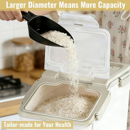 2 Pack Rice Container 50 lbs Large Bulk Flour Sugar Storage Holdhouse Plastic Grain Cereal Dry Goods Bin with Spoon and Measuring Cup for Kitchen Pantry Organization - Green