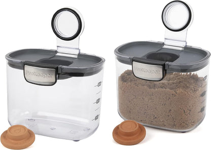 Progressive International ProKeeper+ Clear Plastic Airtight Food Baker's Kitchen Storage Organization Container Canister Set with Magnetic Accessories, 2- Piece Set (Flour 4-Quart)