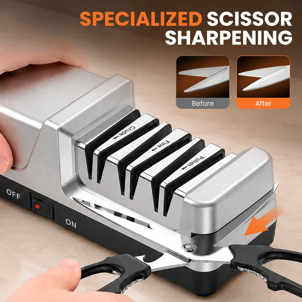 4-in-1 Electric Knife Sharpener for Home Cooks Kitchen (Silver)