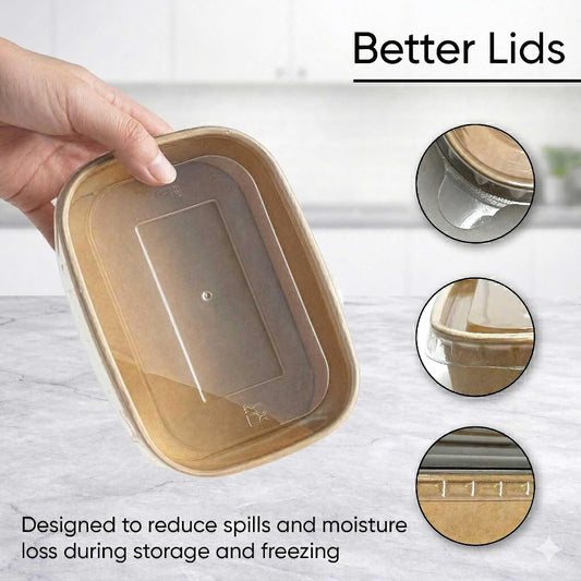 50 Pack 29oz Disposable Meal Prep Containers with Lids, Paper Food Bowls
