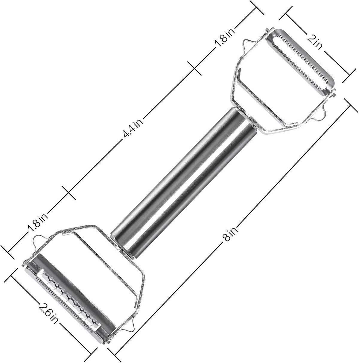 BURLIHOME Double-sided Vegetable Peeler,Stainless Steel Julienne Cutter