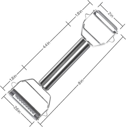 BURLIHOME Double-sided Vegetable Peeler,Stainless Steel Julienne Cutter
